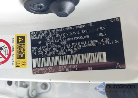 2015 Toyota Highlander Limited Platinum V6 from USA, damaged, VIN 5TDYKRFH2FS115686